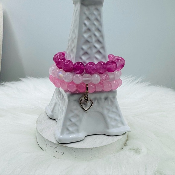 The Pinks Trio Hearty Beaded Bracelet - Picture 5 of 6